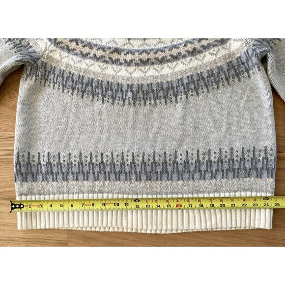 Lands End Women Size 1X Sweater Ivory Fair Isle Chunky Wool Alpaca Turtleneck - Picture 13 of 15